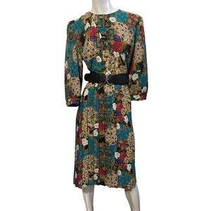 BRELI Originals Womens Vintage Floral Midi Dress ILGWU Size 10